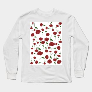 Red roses fun pattern Long Sleeve T-Shirt